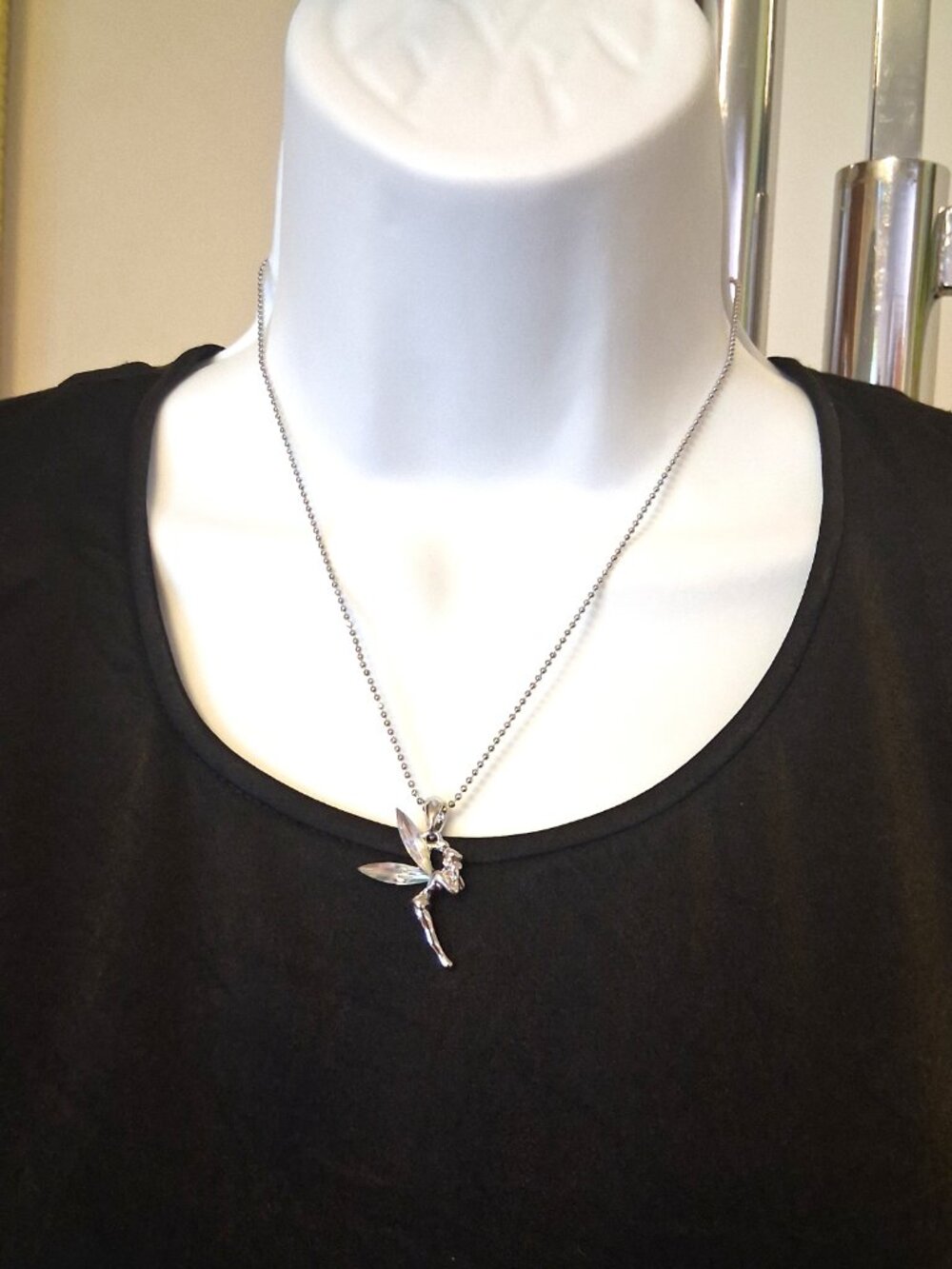 Vintage Artistic Ballerina Pendant White Austrian Crystal Silver-Plated Necklace - Picture 5 of 10